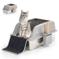 Eco-Friendly Household Litter Box Toilet Portable Manual Easy Cleaning High Sided Stainless Steel Cat Litter Box