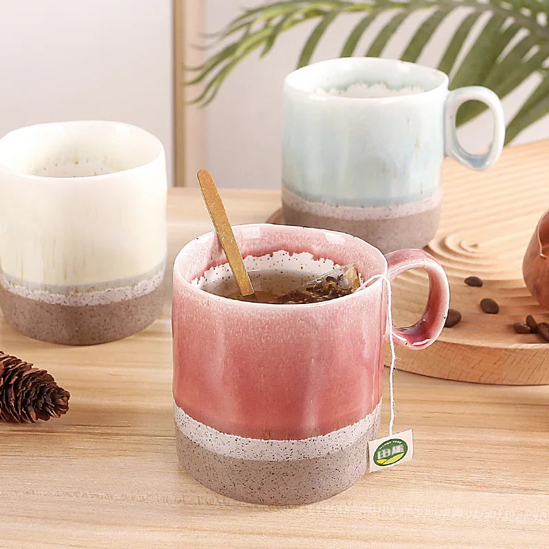 Nordic Ins Style Kiln Change Ceramic Coffee Mug High Color Value Office Casual Cup Creative Personality Retro Mug