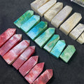 Natural Healing Crystal Stone Colorful Flash Moonstone Crystal Point Tower for Decoration