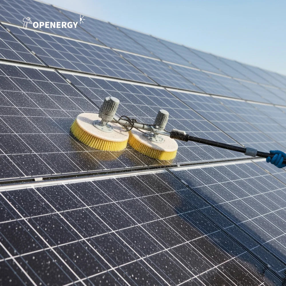 TOPENERGY Solar Cleaning Machine Double Head Brush Rotary Broom Brushless Motor 70-90cm Clean Width Nylon/Aluminum Panel Clean
