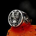New Gothic Viking Freemasonry and Raven Skull Stainless Steel Ring Unisex Men and Women's Male Gift