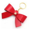 Personalized Colorful Handbag Decor Bow Charm Key Ring Custom Promotional Gift Cute PU Leather Bow Keychain