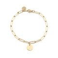 Coin Bracelet 18k Gold Plated Charm Paperclip Bracelet Joyeria Acero Inoxidable Jewelry Diy Personalized Disc Charm Bracelet