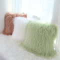 Mongolian Sheep Fur Cushion Cover Villa Sofa Gradient Ramp Cover Pure Tibet Sheep Plush Pillow Cover Decoration Curly Lamb Fur