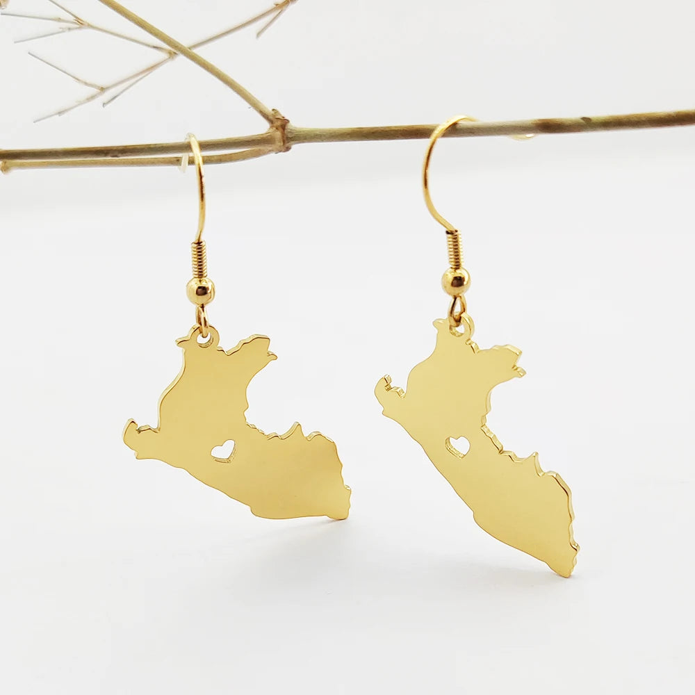 Peru Country Flag Gold Earring Display  Gold Earring Bridal Wedding Jewelry for Women  Hot Selling
