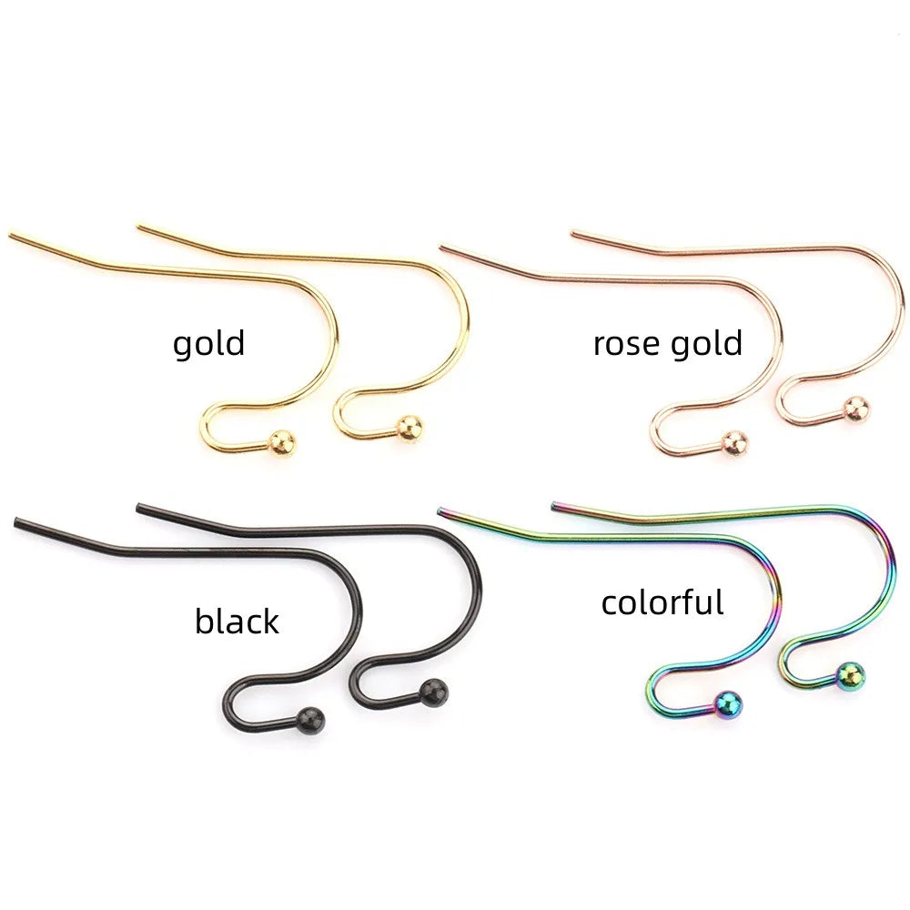 Fashion 18k Gold  No Tarnish Stainless Steel Welded Beads Earring Hook for DIY Jewelry Accessories