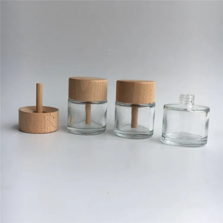 Essential Oil Perfume Aroma 50ml Glass Diffuser Bottle with Wooden Stick and Cap