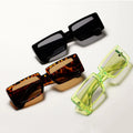Lbashadesl 2021 Green Rectangle Sunglasses Women Brand Designer 90s Vintage Thick Rectangular Frame Fashion Sun Glasses Female