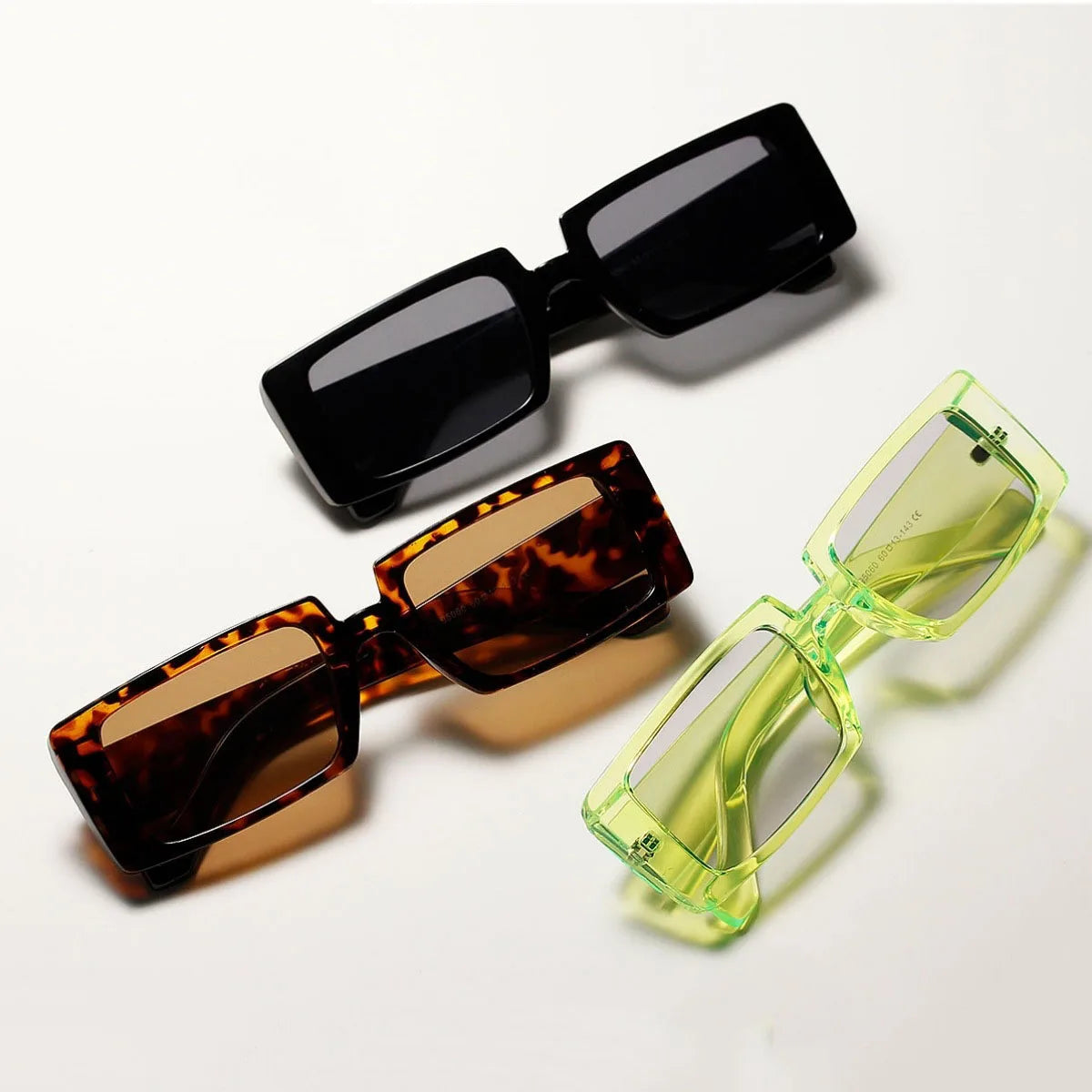 Lbashadesl 2021 Green Rectangle Sunglasses Women Brand Designer 90s Vintage Thick Rectangular Frame Fashion Sun Glasses Female