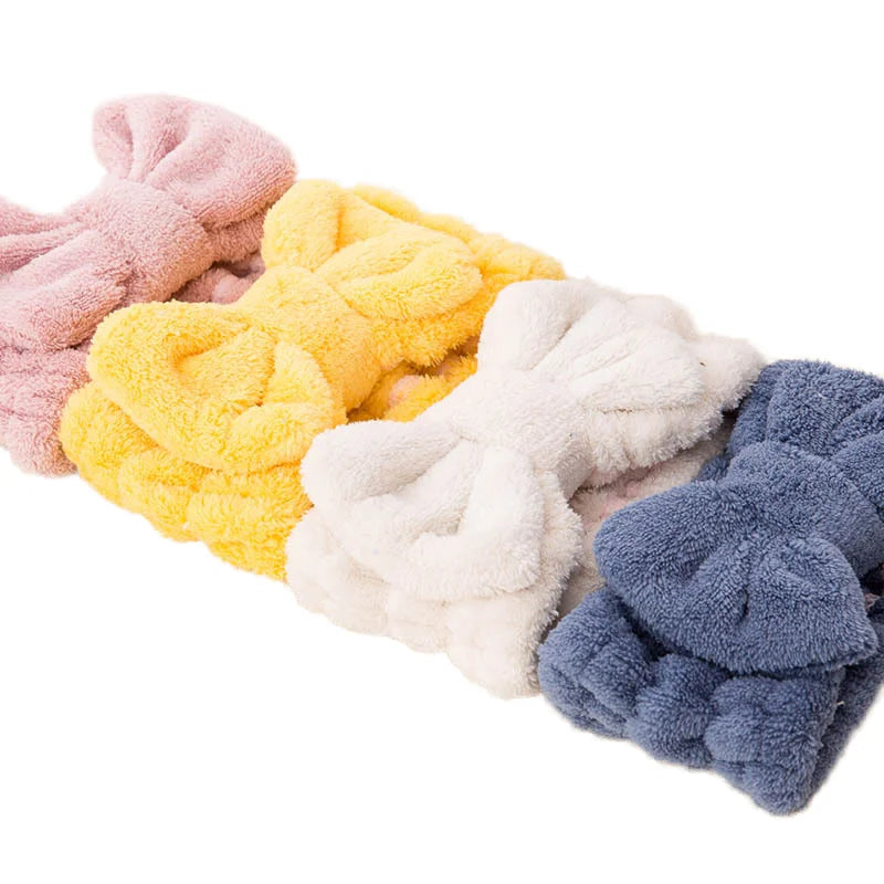 Song May European and American Style Winter Retro Beauty Velvet Unisex Hairband with Coral Plush Bow Knot Face Washing Accessory