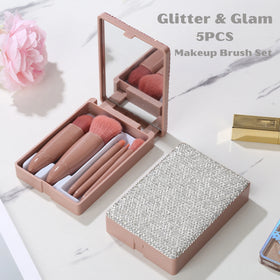 Hot Selling 5pcs Diamond Makeup Brush Set Soft Glitter Glam Eyeshadow & Concealer Brushes with Bling Women's Gift Box