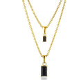 Korean Vintage Jewelry Unisex Punk Stainless Steel Double Layer 18K Gold Plated Link Chain Choker Necklace with Animal Pendant