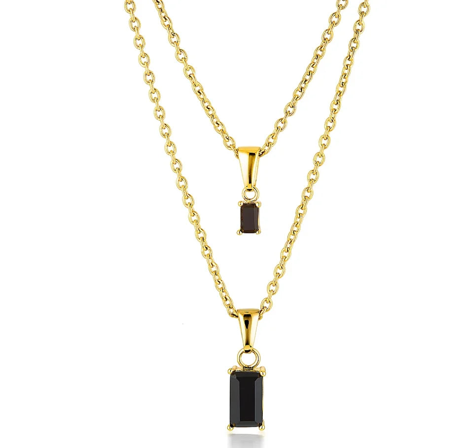 Korean Vintage Jewelry Unisex Punk Stainless Steel Double Layer 18K Gold Plated Link Chain Choker Necklace with Animal Pendant