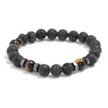 Wholesale Natural Stone Stretch Beads Charm Bracelets lava Stone Hematite Bracelet for Men Women
