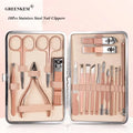 18Pcs Stainless Steel Nail Clippers Professional Women Rose Gold  Tools Case Nail Cutter Clipper Kit Manicure Pedicure Set