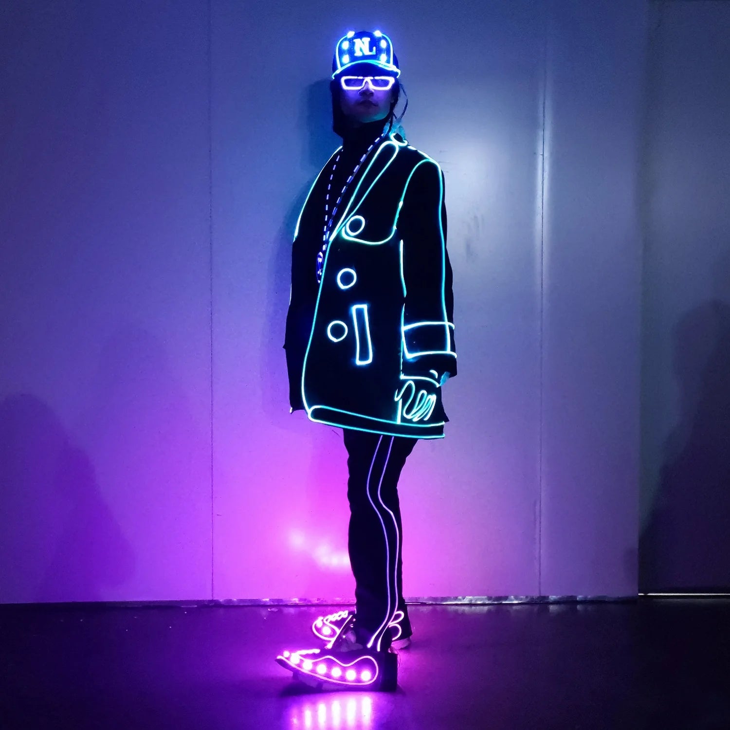 LED Light Dance Recital Costumes Performance Clothes for Ballroom Luminous Feature
