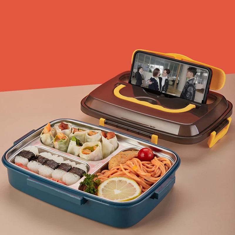 Durable Multi-Grid Stainless Steel Bento Box Insulated Food Warmer and Storage Container for Lunch Dinnerware Set