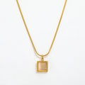 Joolim Jewelry 18K Gold Plated Square Moonstone Pendant Necklace Stainless Steel Jewelry Wholesale