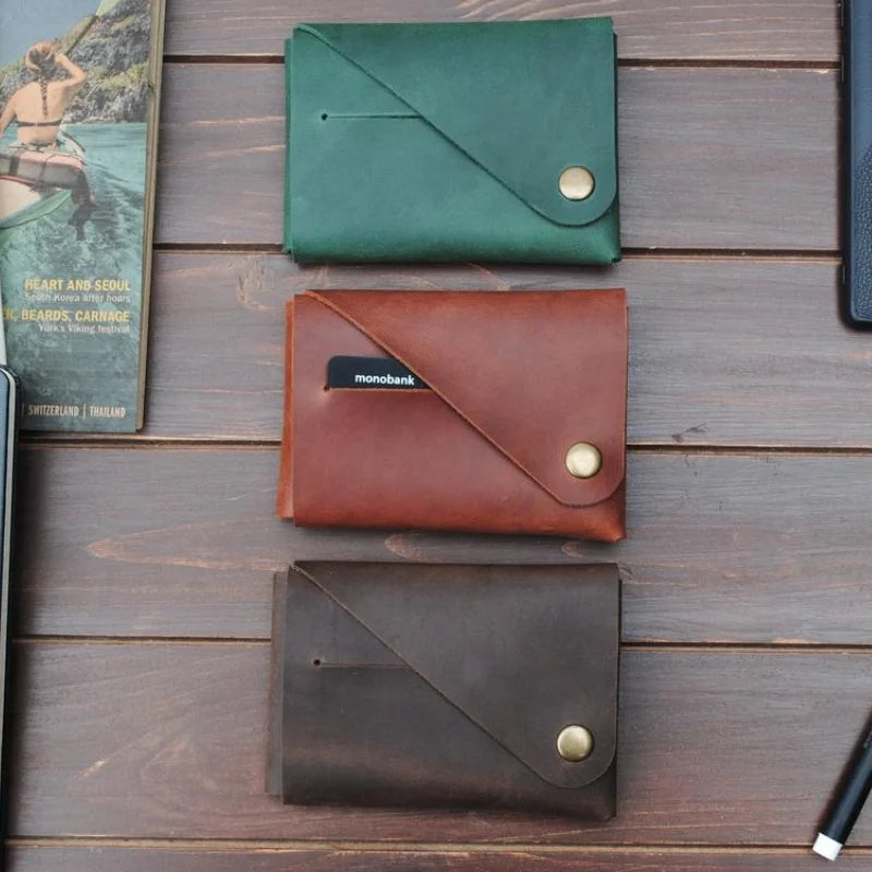 Custom Genuine Leather Origami Wallet Minimalist Folding Wallet Card Holder