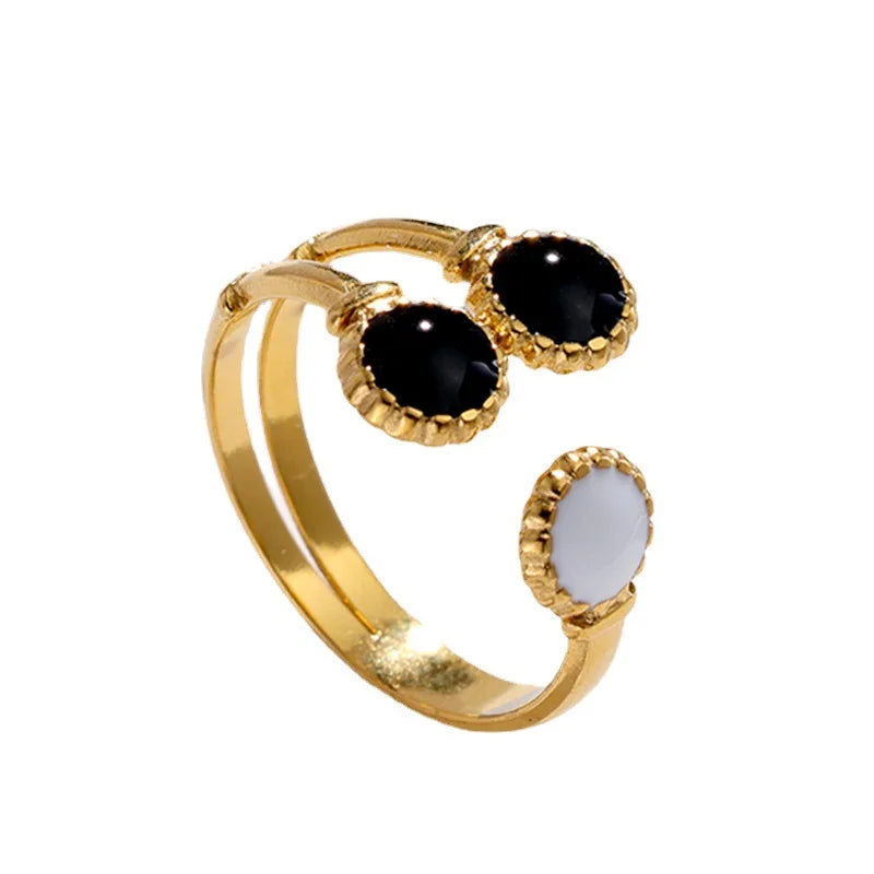 BM Fashion Women's Stainless Steel Open Rings Waterproof 18K Gold Plated Jewelry Trendy Style