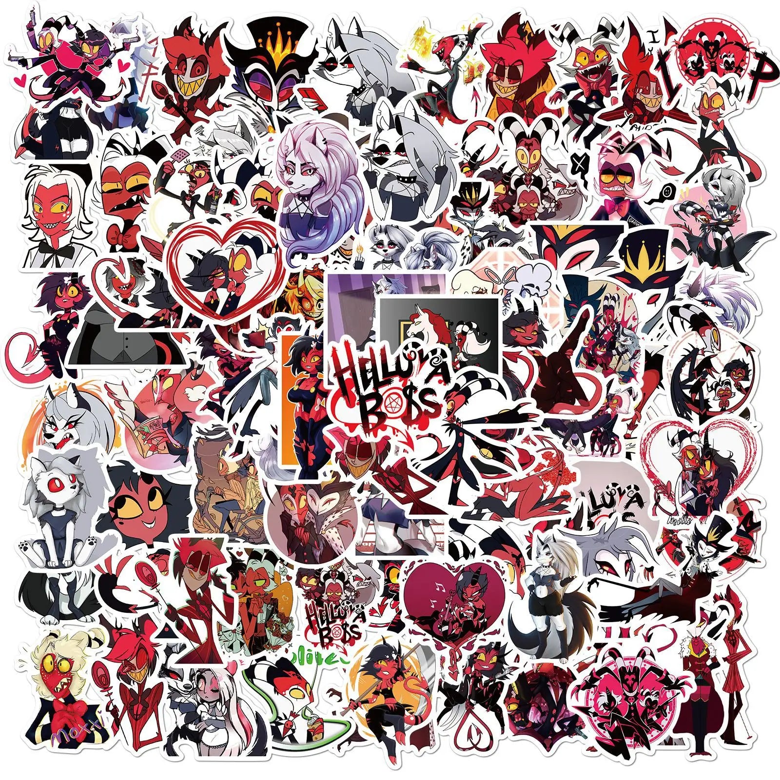 100Pcs Anime Helluva Boss Cartoon Graffiti Stickers for Skateboard Laptop Luggage DIY Custom Label