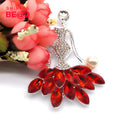 Luxury Greek Sorority Silver Metal Red Dance Lady Pearl Rhinestone Delta Brooch Pin for Women Suit Fashion Jewelry Accessories