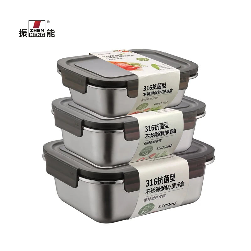 Zhenneng 1000ml Stainless Steel Bento Lunch Box With Leakproof Lid Metal Lunch Food Storage Containers for Kids or Adults