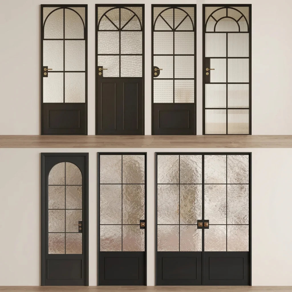 French Retro Vintage Style Interior Aluminum Alloy Glass Door Villa Apartment Hotel Bathroom Door Aluminum Bathroom Doors