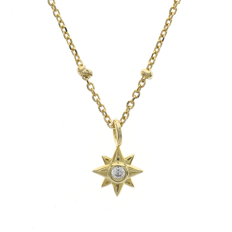 Laodun Fashion Trendy Design S925 Pendant Necklace Classic Geometric Star Simple Sterling Silver Zircon Necklace Vermeil
