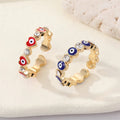 Personality Dripping Oil Rhinestone Eye Ring Peach Heart Evil Eye Zircon Open Rings Jewelry Women
