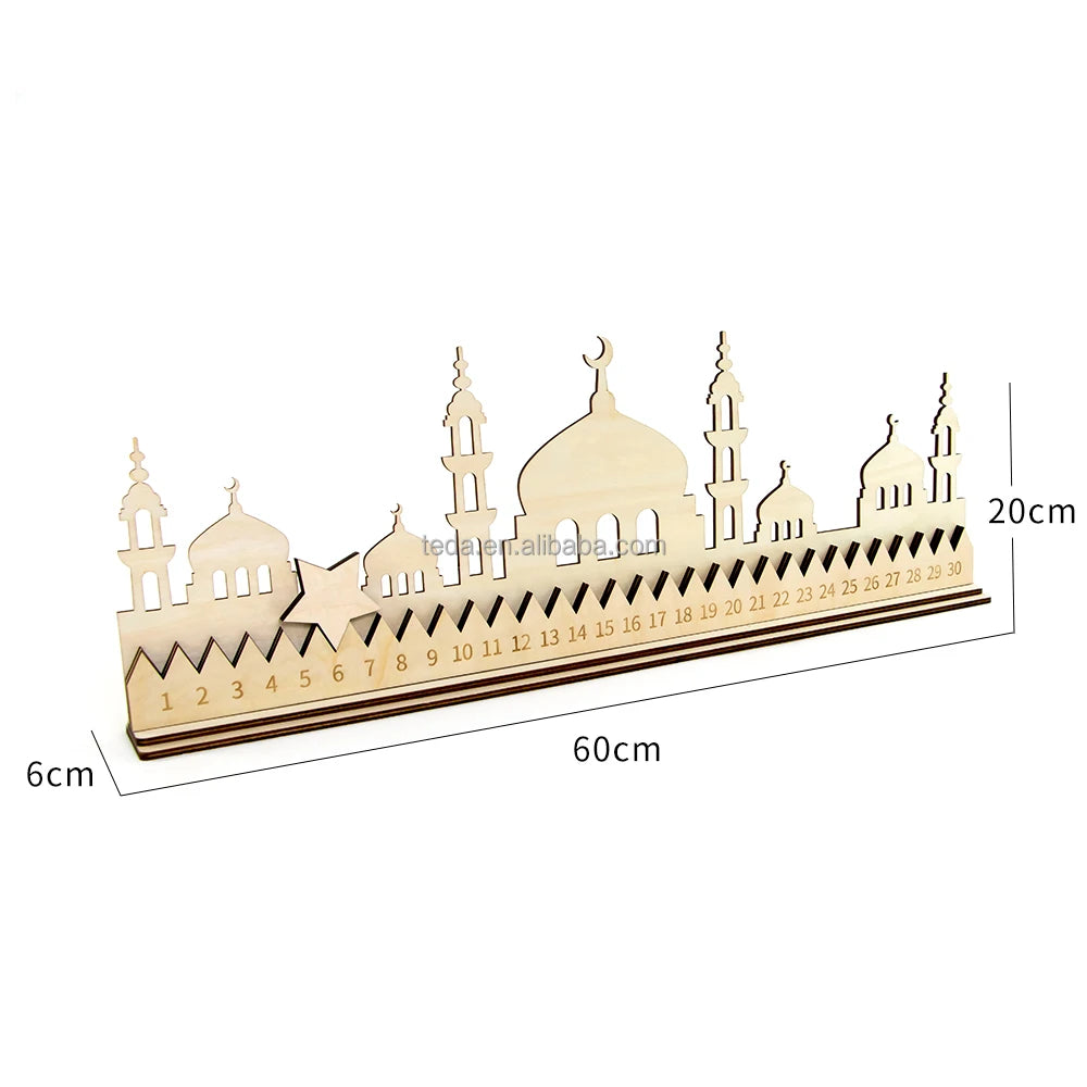 Factory Directly Sale Ramadan Wooden Countdown Calendar Advent Calendar Ramadan Decor Gifts