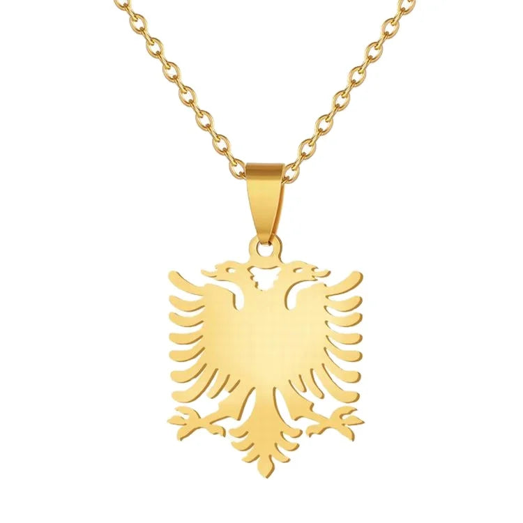 Albanian Eagle Map Pendant Necklace Stainless Steel Necklace Jewelry