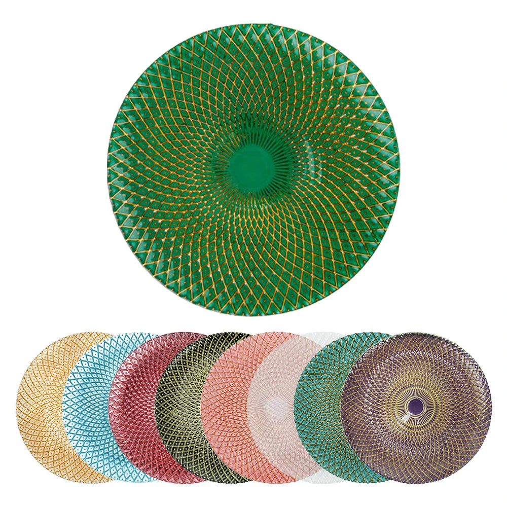 Western Style Wedding Charger Plates Eco-Friendly Gold Silver Color Pineapple Decorative Glass Underplate Table Decor