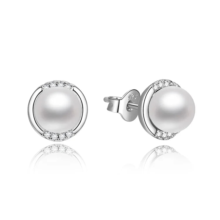 Original Style 925 Sterling Silver Aaa Cubic Zirconia Women Freshwater Pearl Vintage Earrings