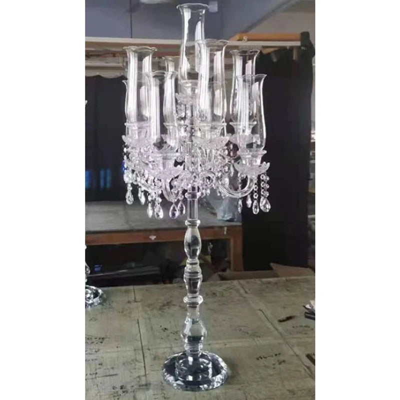 Candle Holder Factory Price ZT240059  Wholesale Wedding Centerpiece Crystal Stand Transparent Tube Candle Holder Candelabra