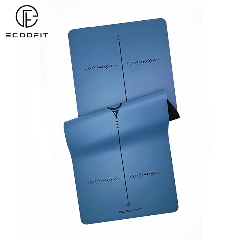 Blue Vegan PU Leather Anti Slip Body Line Yoga Mat Extra Thick Original Fitness Anti-Slip Yoga Mat Frosted Matt PU Yoga Pad