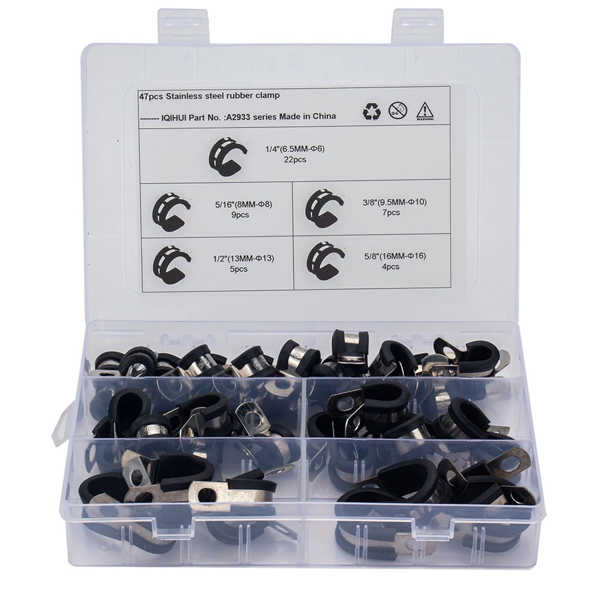 BAJUTU Rubber Buffer Insulation Metal Clamp Stainless Steel Cable Clamp Pipe or Wire Installation Rubber Hose Clamp