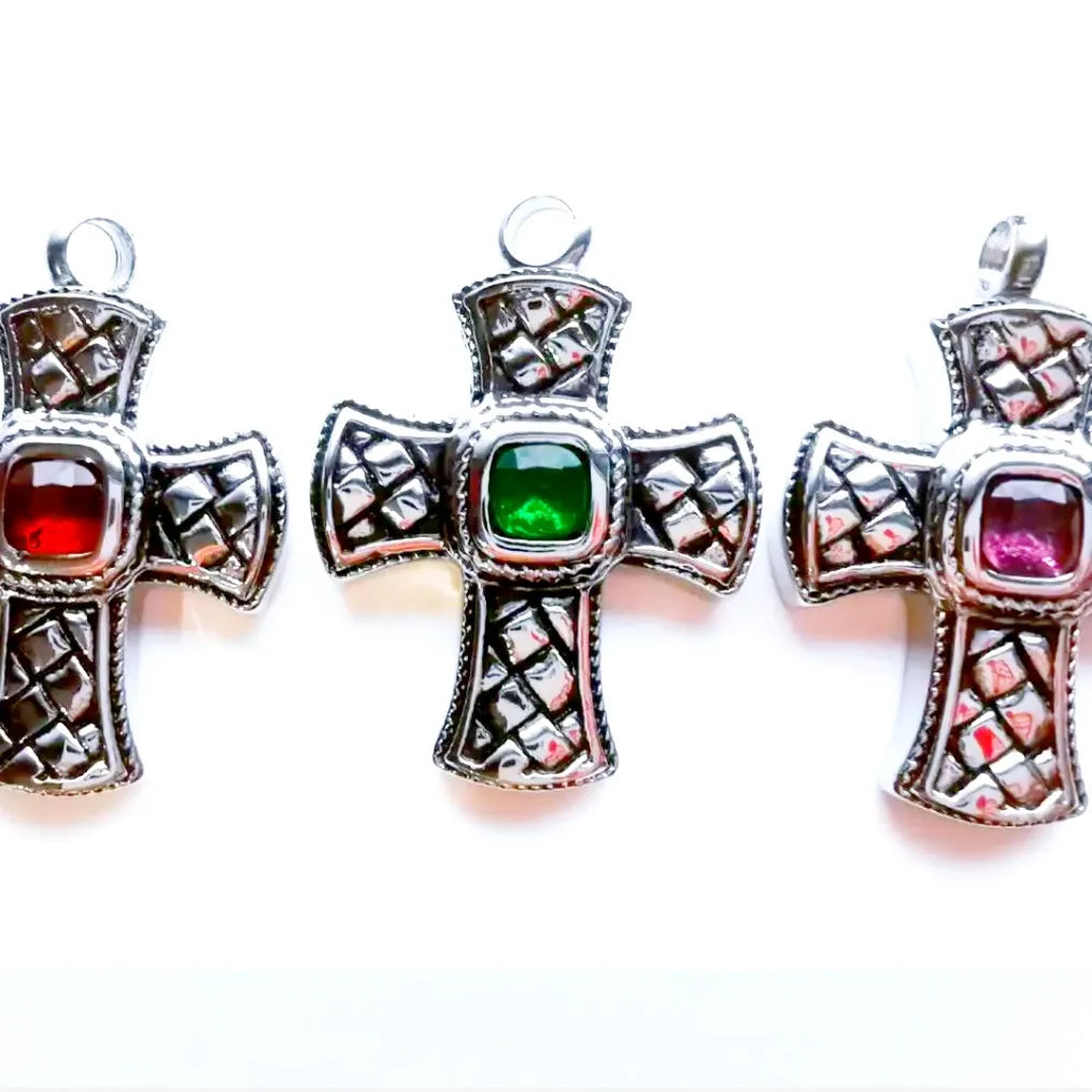 Stainless Steel Celtic Cross Memorial Ashes Urn Pendant Birthstone Jewel Cremation Necklace Crystal Locket Ash Holder Claddagh