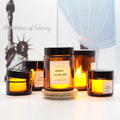 FENGJUN Thick Vessel Transparent Amber Black Shiny Glass 8 Ounce Candle Jars Empty Apothecary Jar Cork Lid Christmas Heat