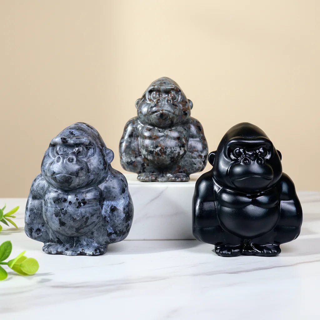 Wholesale New Design Natural Crystal Stone Gorilla Sculpture Carving Craft Animal Theme Crystal Decoration for Gift