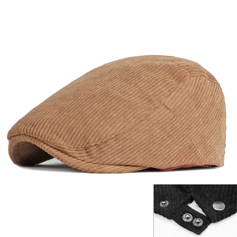 Wholesale Custom Corduroy Ivy Hat Warm Windproof Flat Cap  Beret Hat for Women  Plain Blank Newsboy Cap