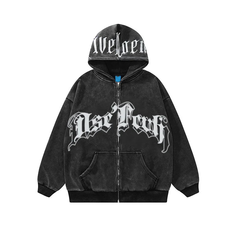 New Fashion Comfortable Cotton Zip up Vintage Hoodie Durable Acid Washed Men Hoodie for Outdoor