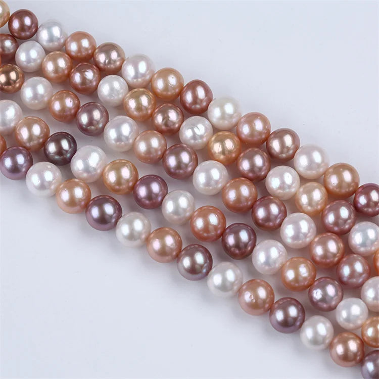 AA 9-11mm Mixed Color Round Edison Freshwater Pearls Strand for Making Bracelet