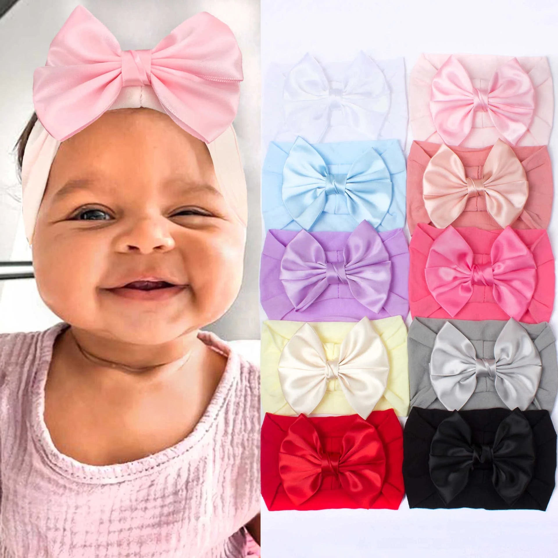 Fashion 2025 Child New Born Elastic Hair Bands Hairband Bright Soft Nylon Custom Baby Girl Headbands and Bows for Girls