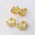 Hot Sell and New Design Brass Jewelry Wholesale Gold Color Hoop Zirconia Rhinestone Hollow Earrings