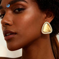 SUMMLY Vintage Wholesale Simple Triangle Diamonds Niche 18K Gold Plated Stainless Steel Earrings Fashion Jewelry