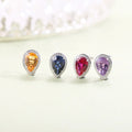 C9646 Abiding Factory Price Handmade Pear Shape 8x12MM Multiple Gemstone Jewelry 925 Sterling Silver Stud Earrings With Cz Halo