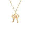 925 Sterling Silver 18K Gold Pendant Necklace with Moissanite Bow Zircon Platinum Fine Jewelry for Women Bezel Setting Inlay
