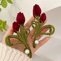 High Quality Non-Slip Metal Hair Claw Clips Large Rose Flower Pearl Rhinestone Crystal Flocking Alloy Sweet Style