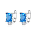 Fine Jewelry 925 Sterling Silver Square Shape CZ Diamond Stud Earrings for Women